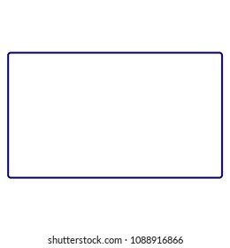 Rounded rectangle frame template. Vector draft element for stamp seals in blue color.