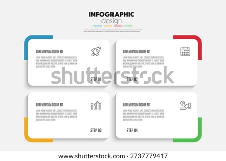 Rounded rectangle infographic business template with 4 step. Template for presentation.