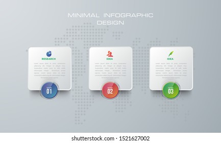 Rounded rectangle Infographic template with 3  options, workflow, process chart,Timeline infographics design vector can be used for workflow layout, diagram, annual report. - Vector