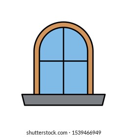 Rounded Rectangle Shape Balcony Window Interior decor Vector Icon Design