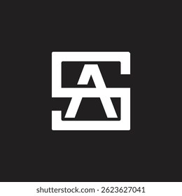 Rounded rectangle shape, vector SA logo design.
