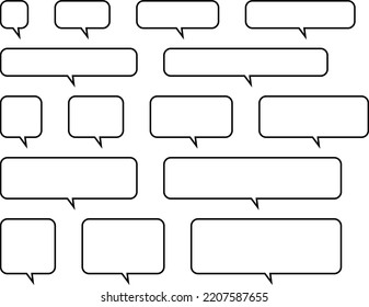 Rounded rectangle speech balloon set of various sizes