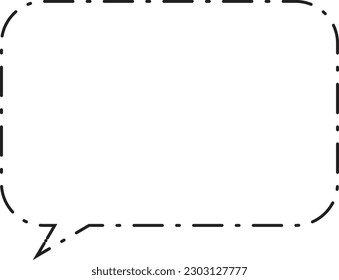 Burbuja de voz rectangular redondeada Sólo borde de línea de una punta