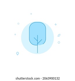 Rounded rectangle tree vector icon. Tree symbol. Flat illustration. Filled line style. Blue monochrome design. Editable stroke. Adjust line weight.