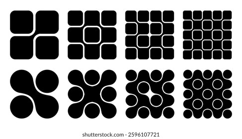 Rounded rectangles and circles shapes connected to each other