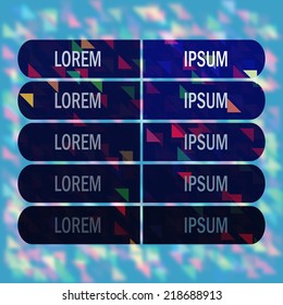 Rounded rectangles on triangles. Colored background. Modern design elements business brochure template. Vector illustration EPS 10 for info-graphics steps success, charts and graphs, cover page layout