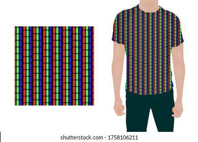 Rounded rectangles seamless pattern. Television pixels are close. T-shirt Print.  Vector stock illustration eps 10.