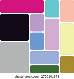 Retângulos arredondados em vários Pastel e fundo de cores negrito