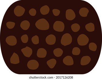 Rounded rectangular dark brown Chocolate candy with round cookie chocolate chips. Layered confectionery SVG svg