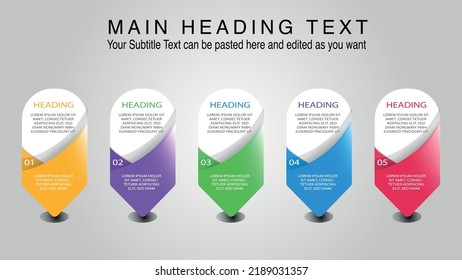 ROUNDED RECTANGULAR Infographic Vector illustration template with icons and 5 options or steps. It can be used for processes, presentations, layout, banners, Slide, and info graphs