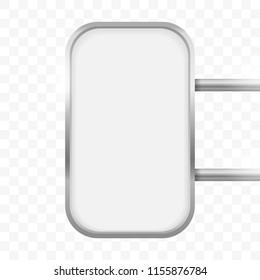 Rounded rectangular signage light box signboard. Vector vertical rectangle lightbox sign box mockup for logo template. Cafe, restaurant outdoor mock up on transparent background