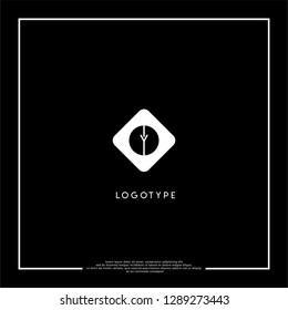 rounded rectangular square y logo letters design concept