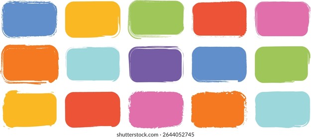 Rounded rectangular vector shapes featuring bold brush stroke textures and flat paint fills for contemporary, abstract, and poster-style artworks.