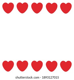 Rounded red heart square background for valentine's day, love, romance red vector icon for apps and websites	
