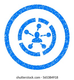 Rounded Relations Diagram rubber seal stamp watermark. Icon symbol inside circle with grunge design and scratched texture. Unclean vector blue emblem.