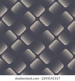 Rounded Rhombus Cool Seamless Pattern Vector Dotwork Texture Abstract Background. Retro Style Geometric Structure Textile Design Loopable Beige Wallpaper. Halftone Endless Abstraction Art Illustration