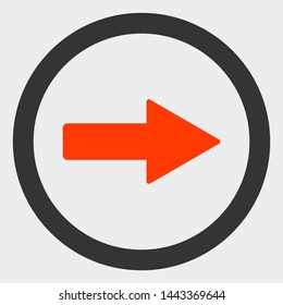 Rounded Right Arrow vector icon. A flat illustration design of Rounded Right Arrow icon on a white background.