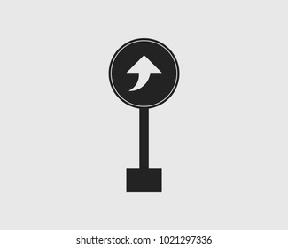 Rounded Right turn arrow sign icon of highway