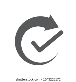 Rounded Rotate Arrow With Check Mark Icon. Concept Of Productivity, Efficiency, Or Continuous Convenience 