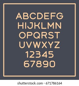 Rounded sans-serif font with elegant thin lines. Vector alphabet with latin letters and numbers