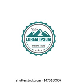 
Rounded Shape Adventure Logo With Mountain