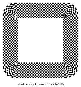 Rounded shape with checkered pattern fill. Contrasty abstract graphical element.