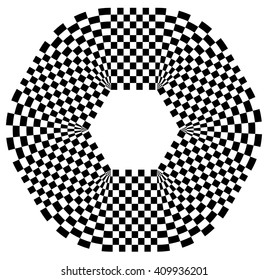 Rounded shape with checkered pattern fill. Contrasty abstract graphical element.