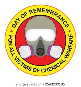 Rounded shape of day of remembrance for all victims of chemical warfare sticker design.