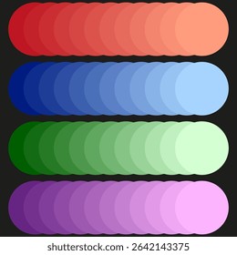 Rounded shape palette. Glossy color segments. Abstract button elements. Vector overlapping objects.