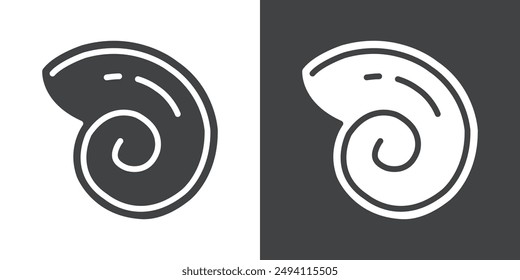 rounded shell icon Flat set in black and white color outline vector