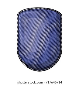 rounded shield in colored crayon silhouette vector illustration