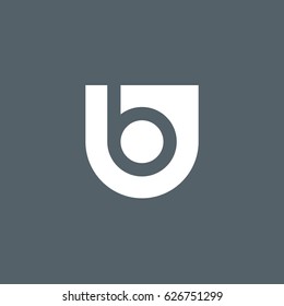 rounded shield shape b logo, Initial logo ub, bu, b inside u letter, negative space logo white gray background