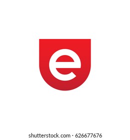 rounded shield shape e logo, Initial logo ue, eu, e inside u letter, negative space logo red gray