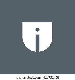 rounded shield shape i logo, Initial logo ui, iu, i inside u letter, negative space logo white gray background