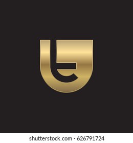 rounded shield shape t logo, Initial logo ut, tu, t inside u letter, negative space logo gold