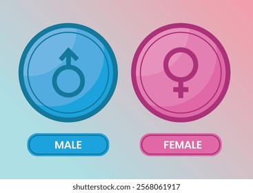 Rounded sign male female symbols. Vector Design 