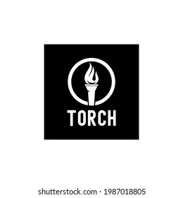 Rounded Silhouette Torch Flame Light Logo