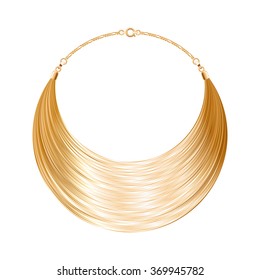 Rounded simple golden metallic necklace or bracelet. Personal fashion accessory design. Vector illustration.