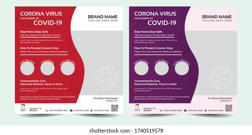 Rounded size corona virus infographic flyer template vector, Print ready, editable covid 19 flyer design vector eps 10.