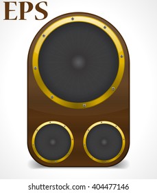 rounded speaker with golden details.