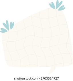 Rounded square background shape with quilted texture and leaf floral accents.