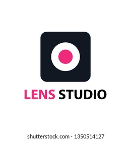 Rounded square black pink logo vector isolated