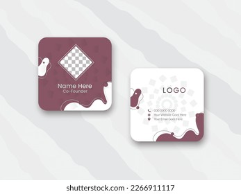 Rounded square business card design template, modern business card design template in square size, creative trendy square business card design