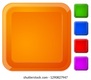 Rounded square button, banner in 5 color with highlight effect