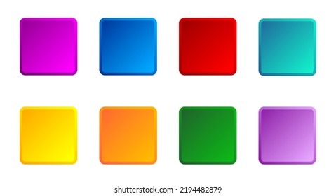 Rounded Square Buttons Collection Set Vector Various Color Gradient