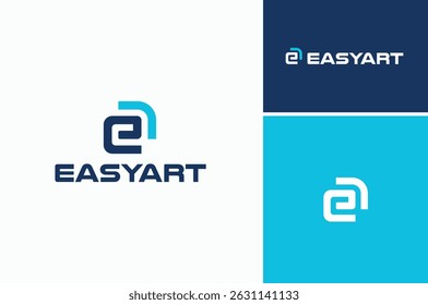 Rounded Square Corner become Initial Letter E and A or Modern EA AE Monogram minimalist simple logo design