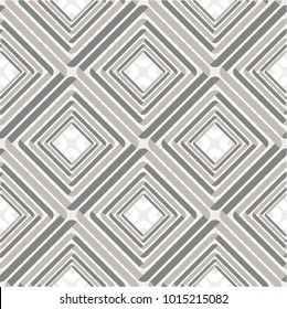 Rounded square, diamond in pattern, mosaic, tile, stripes, seamless vector background.