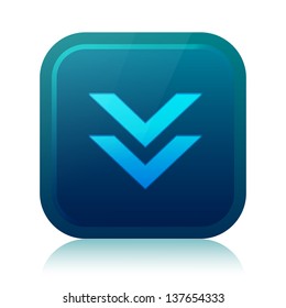 Rounded square download icon with reflection
