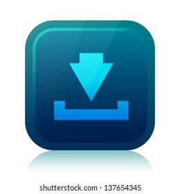 Rounded square download icon with reflection