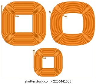 Rounded  square - ellipse Flat Spiral Coil - Copper